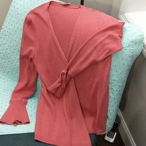 Longer hip length cardigan sweater w/cute sleeves